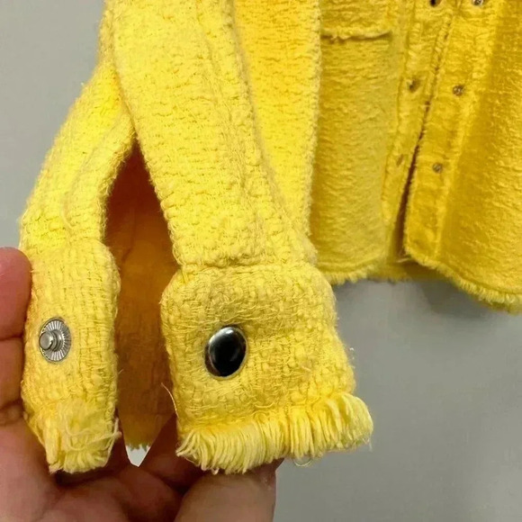 Zara Oversized Textured Knit  Jacket Shacket Yellow Women's Size XS - Picture 3 of 14